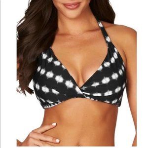 Sea Level Australia Bandhani Twist Front Bikini Top Black Print